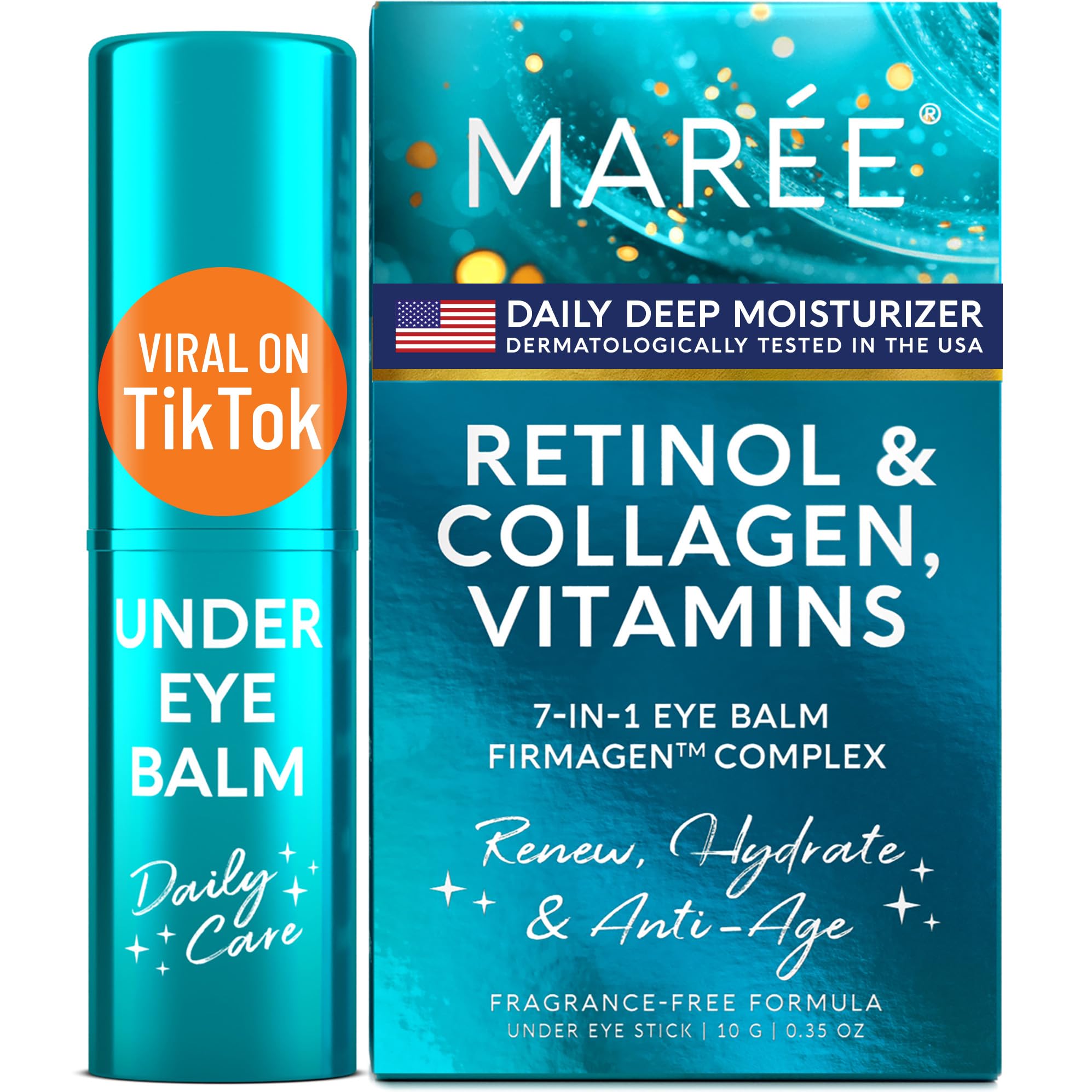 MAREE Under Eye Balm Stick with Retinol for brightening and anti-wrinkle treatment.