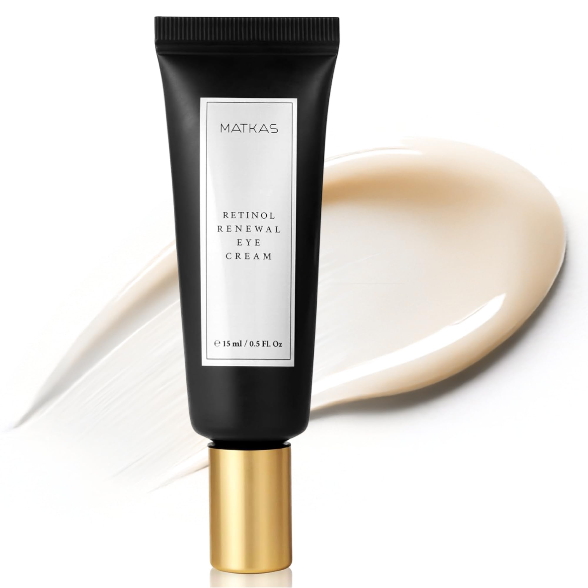 A 0.5 fl.oz tube of MATKAS Korean Retinol Under Eye Cream, a specialized K-beauty treatment for brightening and anti-aging.