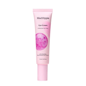 0.5 oz bottle of Mad Hippie Eye Cream featuring vitamin C, peptides, and niacinamide for brightening and anti-aging.