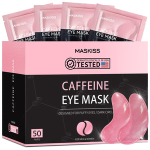 Bulk Box of 50 Pairs Maskiss Caffeine Under Eye Patches - Blue Cooling Collagen Masks for Puffiness