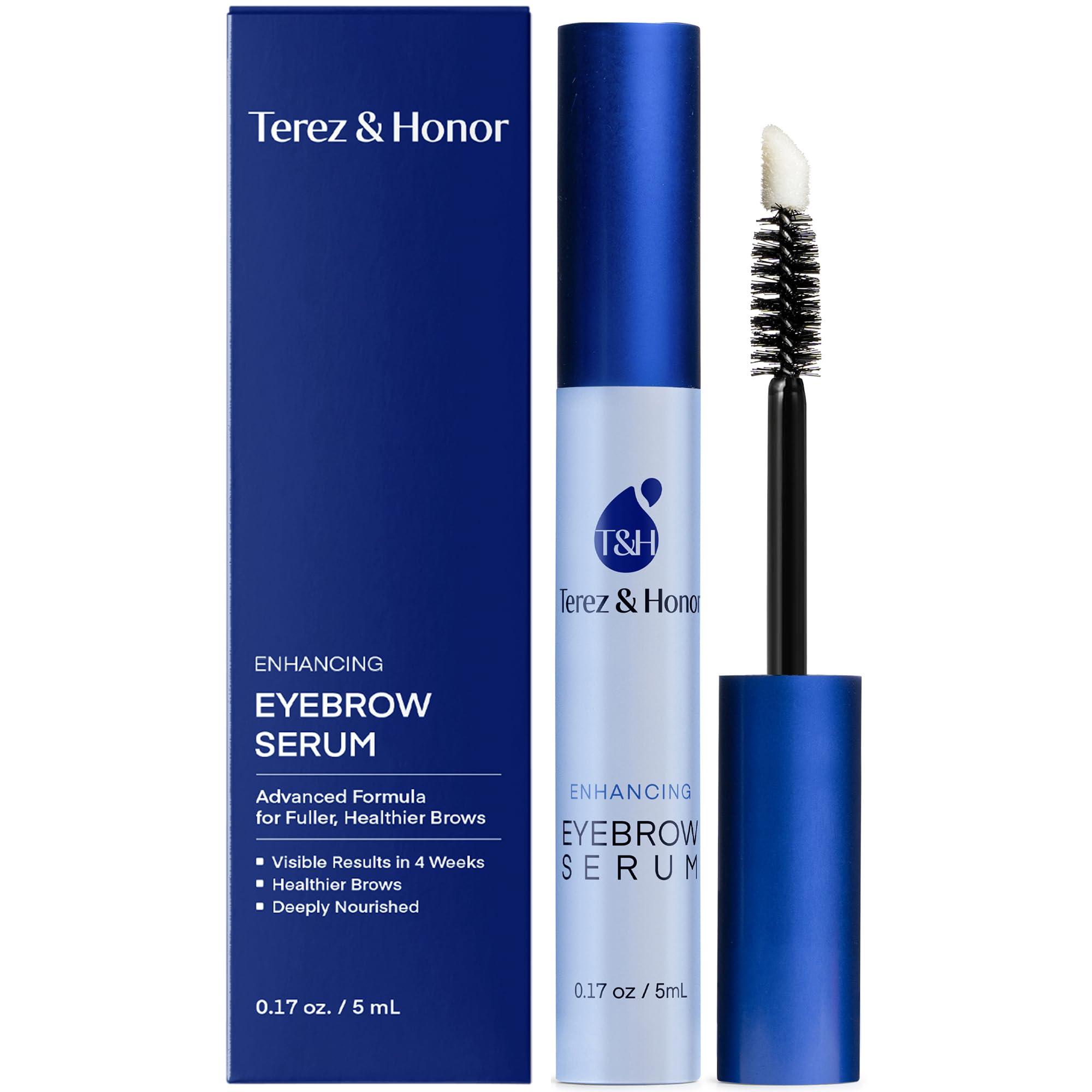 Natural Eyebrow Growth Serum 5mL bottle with specialized brush applicator for fuller brow development.
