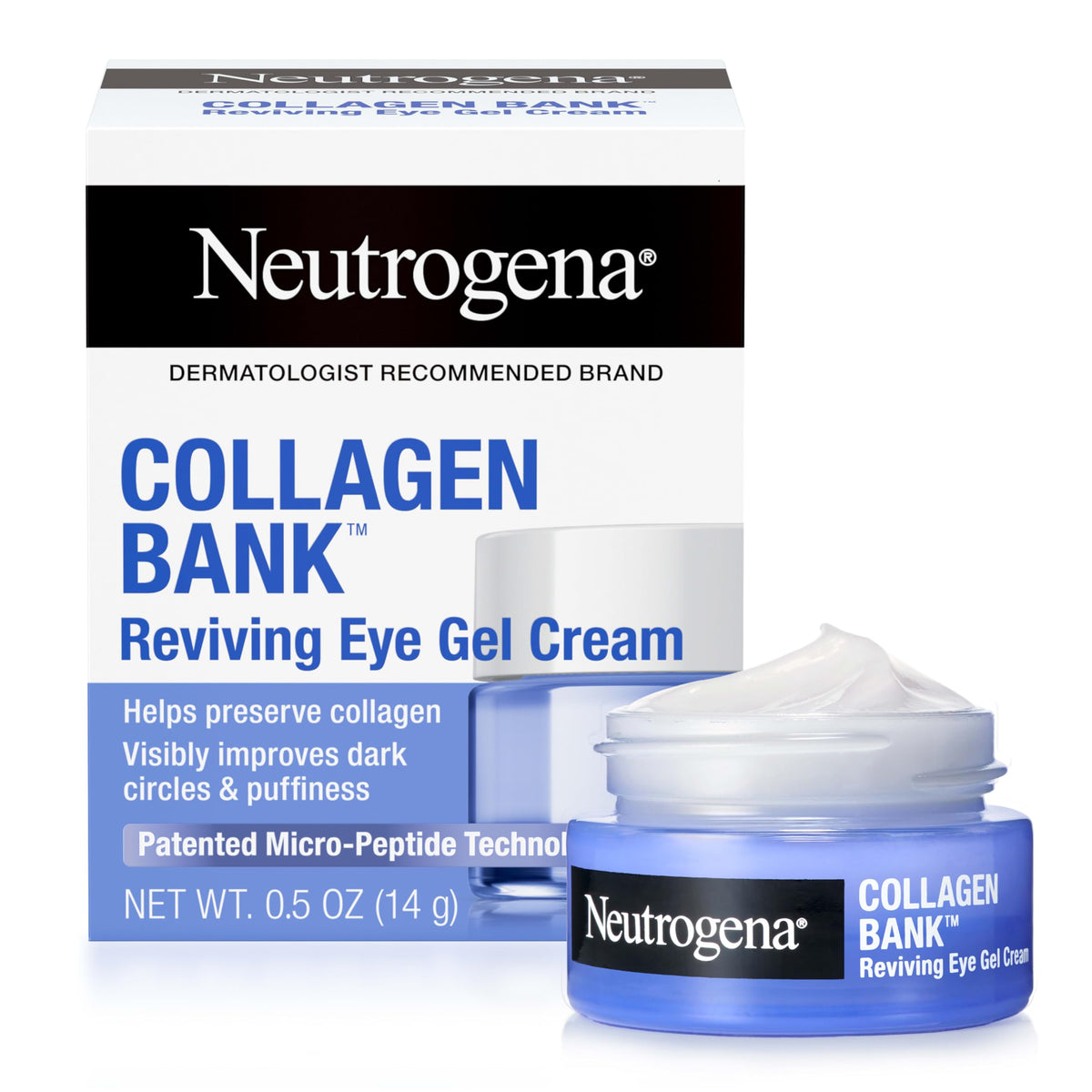 Neutrogena Collagen Bank Reviving Eye Cream Tube - Peptide-Rich Formula for Collagen Preservation