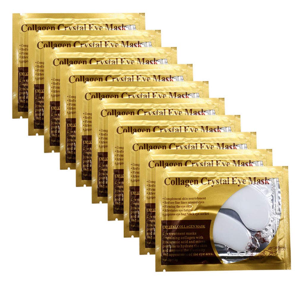 Permotary White Crystal Collagen Eye Pads, 30 pairs of hydrating gel masks for reducing fine lines and under-eye puffiness.