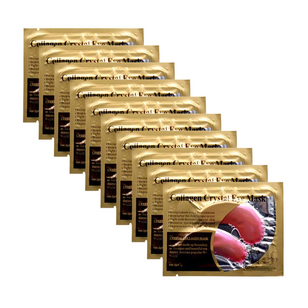 Permotary Pink Crystal Collagen Eye Pads, 60 pieces of pink hydrogel masks for under-eye brightening and hydration.