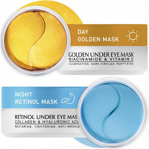 2-pack set of Retinol and Golden Gel eye patches (120 pieces total) for intensive dark circle and wrinkle treatment.