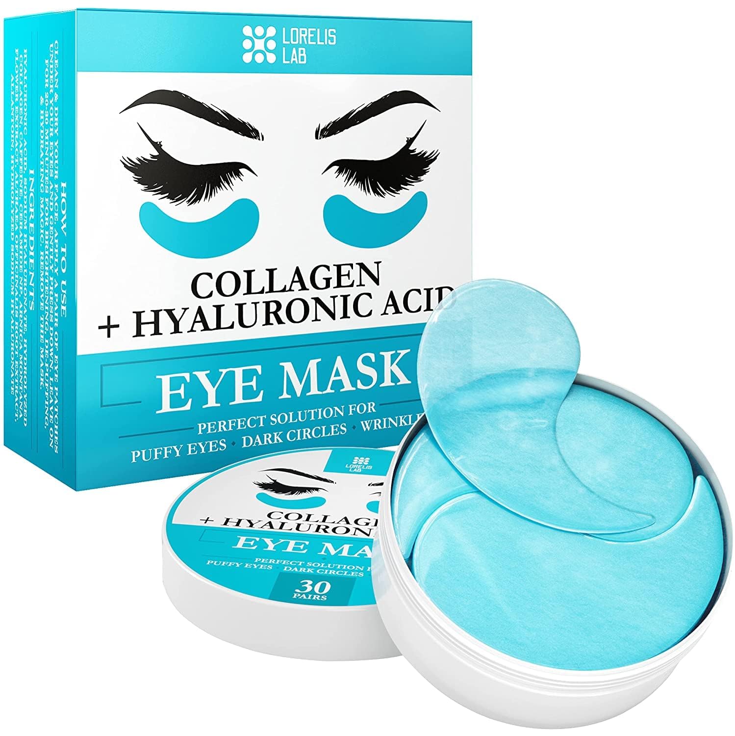 A box of 30 pairs of professional-grade under-eye patches for depuffing and brightening.