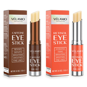 VELAMO advanced caffeine retinol eye stick duo under eye balm for dark circles puffiness wrinkles