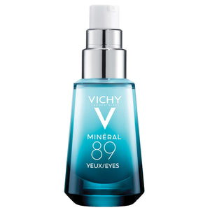 Vichy Minéral 89 Eyes glass bottle – a pure and potent hydrating eye serum for a well-rested look.