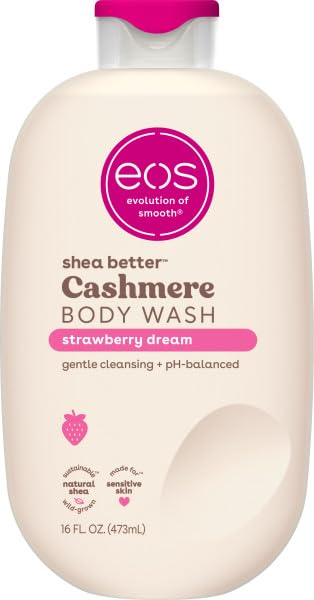 Shea Better Cashmere Body Wash bottle with eos logo on a white background