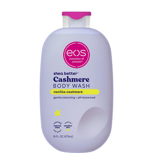 eos shea better Cashmere Body Wash bottle on a white background